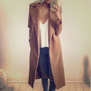 Tan winter trench jacket coat size 4 brand new